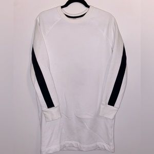 ATHLETA women’s sweatshirt dress, white with black accents